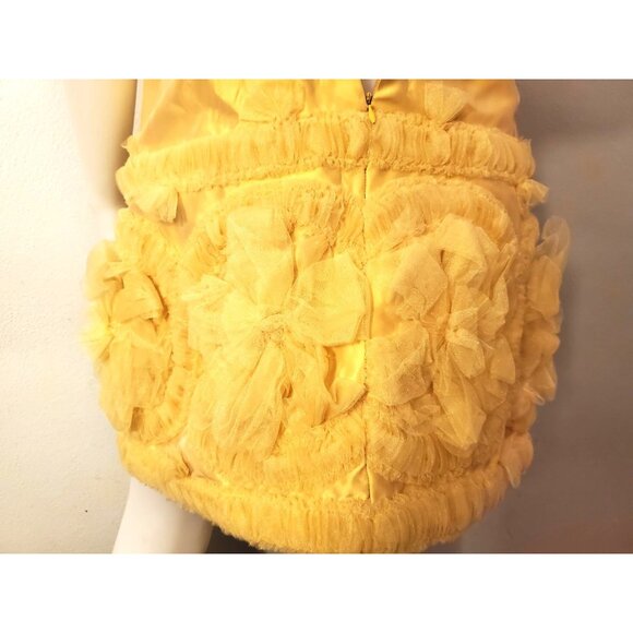 Badgley Mischka 4 Strapless Tulle Mini Dress Yellow Formal Prom Event Designer - Picture 6 of 14